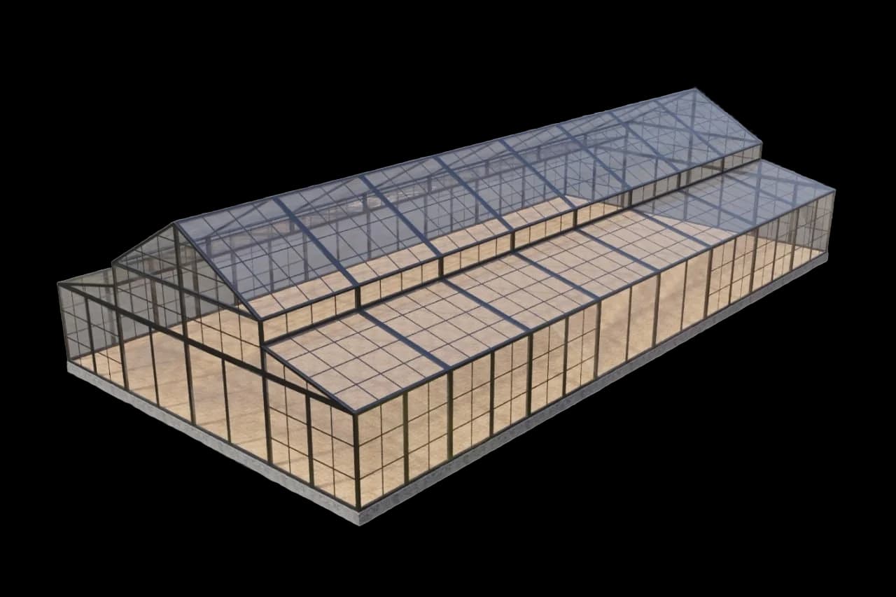 Банкетная площадка — оранжерея 20×40 (800м²) — рендер модели РОСМОСТЕНТ